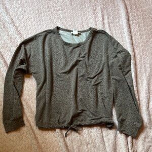 Brown Cheetah Print Long Sleeve Pajama Top with Drawstring